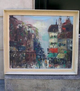 Ernst Rasmussen (1912) Paisaje urbano parisino ocupado. Aceite expresionista grande. - Imagen 1 de 6