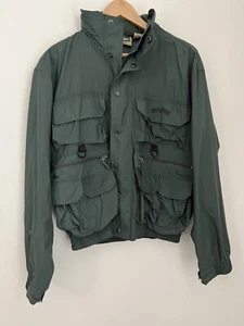Field & Stream Men's Medium Hooded Fishing Jacket Green Bomber Pockets EUC - Picture 1 of 11