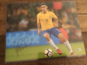 Philippe Coutinho Signed Team Brazil 11x14 Photo Soccer Beckett BAS Witness COA - Picture 1 of 3