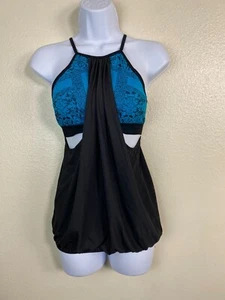 Nux Womens Medium Halter Style Blue Black Tank Top size Medium Athleisure Active - Picture 1 of 14