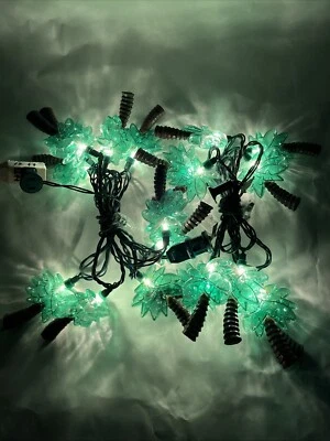 Blow Mold Palm Trees 10 Light Count String Crystal Green Tropical Beach 8ft Line - Image 1 of 4