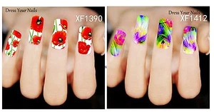 Calcomanías de agua - Transferencia de flores hágalo usted mismo - Envoltura completa de uñas - Crocus o amapolas XF - Imagen 1 de 6