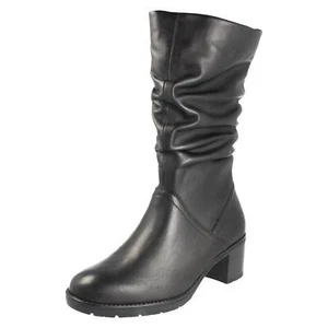 Damen Remonte 'D2A70' schwarze halbhohe Lederstiefel mit Blockabsatz - Bild 1 von 18