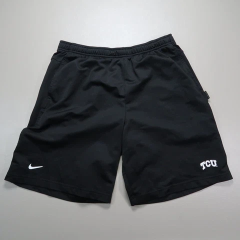 TCU Shorts Mens Large Black Nike Dri Fit Horned Frogs Stretch On Field Cover