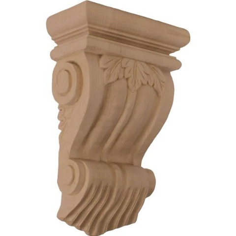 Ekena Millwork COR07X03X10TRAL Traditional Leaf Wood Corbels, 7"W x 3 1/2"D x Cover