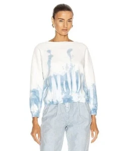 Nili Lotan klassisches Damen-Sweatshirt mit Rundhalsausschnitt himmelblau Batik Größe Small - Bild 1 von 9
