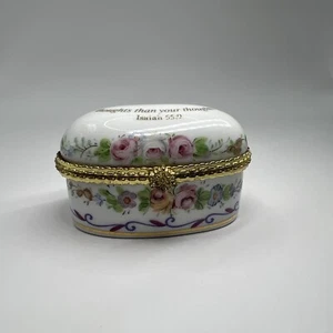 Kaiserliche Porzellan Schmuckschatulle mit Klappschatulle Jesaja 55,9 Bibelvers - Bild 1 von 15