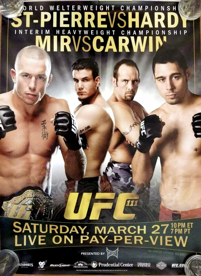 UFC 111: St-Pierre vs Hardy, póster promocional, Mir, Carwin, muy buen estado Foto 1 de 1