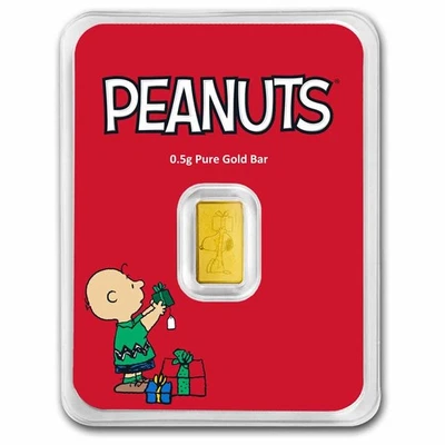 Barra de oro de 1/2 gramo - Peanuts® Christmas con Charlie Brown y Snoopy Foto 1 de 4