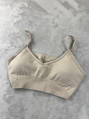 Loyal Origins Sports Bra Womens Medium Beige Adjustable Straps Removable Pads - Image 1 of 4