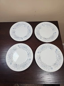 Wedgwood Belle Fleur Porzellan Salatteller 8" Platinrand Blau & Weiß 4er Set - Bild 1 von 10