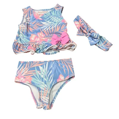 Tommy Bahama Baby Girls Tropical Floral Swimsuit & Headband Set 24M - Image 1 of 4