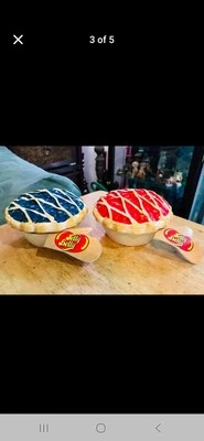  Jelly Belly Ceramic Red,Blue Pie/ Candy Dish 5"x2.5" Trinket Holder Lot Of 10 - Image 1 of 2