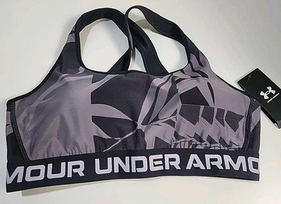 Under Armour 运动文胸女式黑色灰色压缩交叉 XL 全新带标签  — 第 1/4 张图片