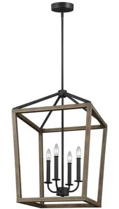 Generation Lighting Gannet Weathered Oak & Forged Iron 18" 4-Light Pendant  - Picture 1 of 5