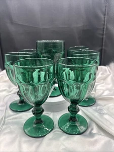 Vtg LIBBEY Duratuff Gibraltar Green Juniper Goblets Water Glasses. Set of eight. - Picture 1 of 12