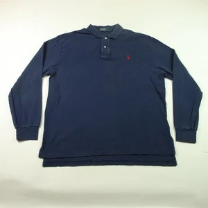 Polo Ralph Lauren Hombre Azul Marino Algodón Manga Larga Polo Grande L - Imagen 1 de 9
