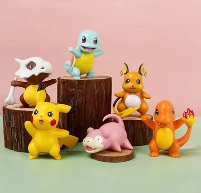 BANDAI Pokémon Figuren Set Action 6 Stück - Spielzeug ca. 7cm Pikachu Shiggy Glumanda ✅
