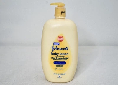 Loção Johnsons Baby manteiga de karité e cacau 27 oz garrafa amarela descontinuada NOS - Imagem 1 de 4