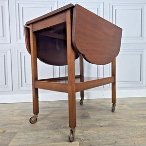 Vintage Drinks Cocktail Trolley Drop Leaf Table Tea Mid Century Wooden 2 Tier - Picture 1 of 24