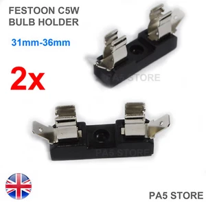2x 31 mm - 36 mm Festoon Glühbirnenhalter Steckschlüsseladapter Innenraum Nummernschild Leuchte. - Bild 1 von 2