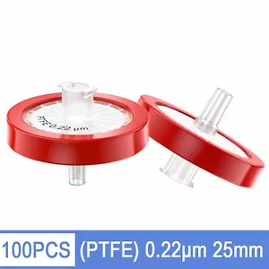 100pcs Syringe Filter PTFE Membrane OD=25mm 0.22μm HPLC Lab Non-sterilized New - Picture 1 of 16