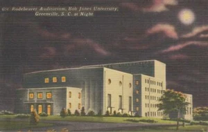 Bob Jones University Rodeheaver Auditorium Art Rendering circa 1935 Linen Greenv - Foto 1 di 1