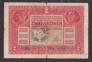 YUGOSLAVIA Eslovenia 2 coronas ND1919 en muy buen estado dos primeras SHS LJUBLJANA con error 🙂 - Imagen 1 de 4