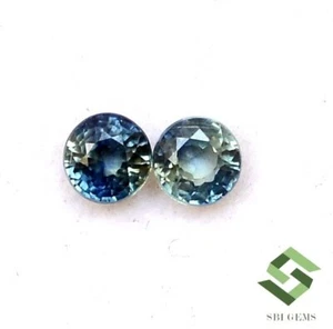 3.50 mm Natural Blue Sapphire Round Cut Pair 0.60 CTS Faceted Loose Gemstones - Picture 1 of 6