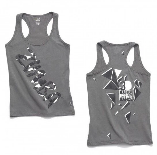 Camiseta sin mangas Zumba 3D Racerback - Gris ~ talla XS y L ~ ¡Nueva! ¡Envío gratis! Foto 1 de 1
