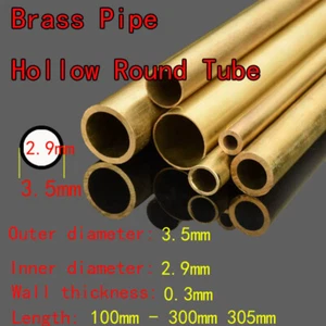 1pcs OD 3.5mm ID 2.9mm Brass Pipe Hollow Round Tube 100mm-305mm Long 0.3mm Thick - Picture 1 of 3