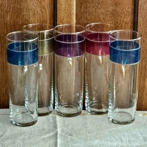 Coloridos Tom Collins Vasos Limonada Enfriadores Vasos 14 OZ Fondo Plano Vidrio - Imagen 1 de 16
