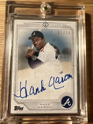 2017 Topps Transcendent VIP Auto HANK AARON Silver Framed 04/25 AUTOGRAPH Braves - Image 1 of 4
