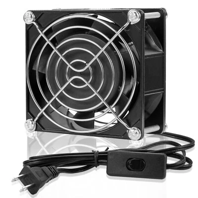 SXDOOL 8038 80mm 115V 120V High Airflow Dual Ball Bearing Fan with Power Cord - Image 1 of 4