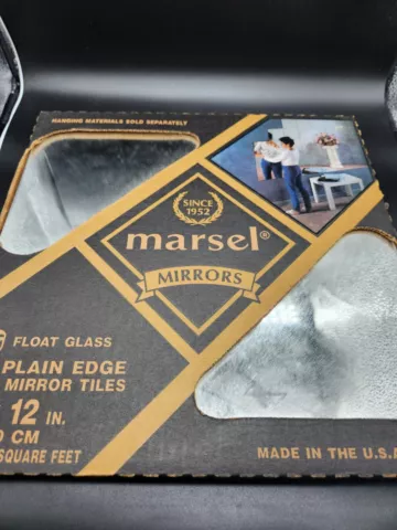 Vtg Marsel Original MCM RETRO 12x12 Plain Mirror Wall Tiles RARE 1 Box Qty 6 Cover