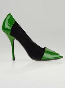 GUCCI BACALL ERSTAUNLICHE FARBE BLOCK GOLD GG LOGO PEEP TOE PUMPS 10 B I LOVE SCHUHE - Bild 1 von 8