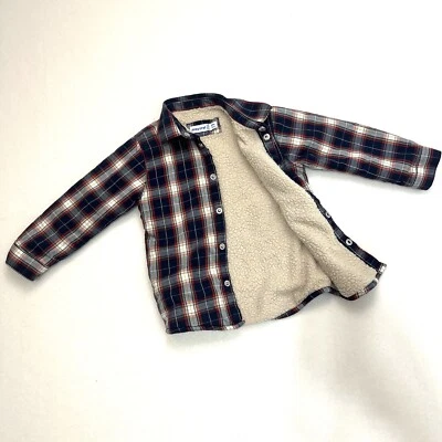 Camisa xadrez forrada 24 Mos Mayoral Sherpa, jaqueta leve, casaco primavera/outono. - Imagem 1 de 4