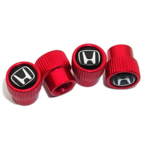 4pcs Universal Fit Honda Car Wheels Tire Air Valve Caps Stem Dust Cover Red - Picture 1 of 5
