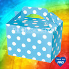 Blue Polka Dot Themed Card Party Favour Filler Loot Handle Boxes Food Sweets 