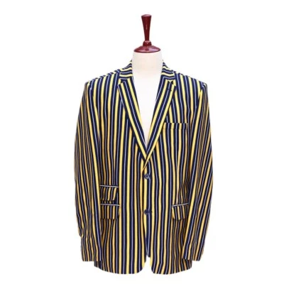 Abrigo Deportivo Para Hombres 42R Rayas Azul Amarillo Blazer Chaqueta Formal Preppy Boda Foto 1 de 4