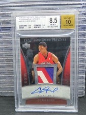 2005-06 UD Exquisite Collection Chris Bosh Jersey Patch Auto #074/100 BGS 8.5/10