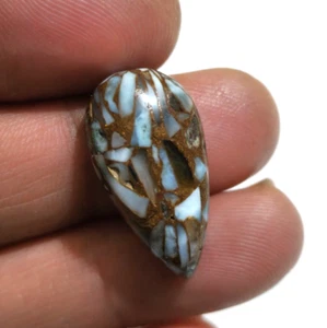 19.45 Crt Natural Copper Larimar Pear Shape Cabochon Loose Gemstone For Jewelry - Picture 1 of 5