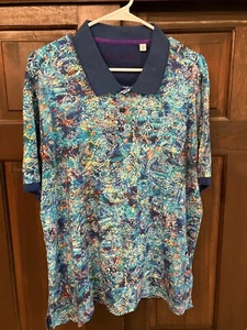 ROBERT GRAHAM Patterned Colorful Short Sleeve Polo Shirt 2XL....Fits like LARGE. - Picture 1 of 3