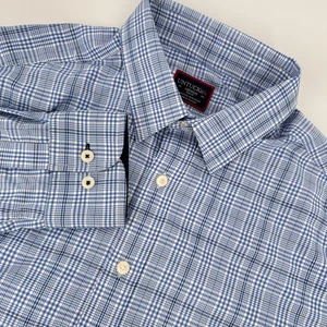 Camisa UNTUCKit Para Hombre Talla Mediana Azul A Cuadros Manga Larga Calce Ajustado Con Botones - Imagen 1 de 7
