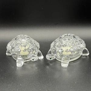 Lenox Cristal Fino Tortuga Salero y Pimentero Checo 3" Verde Estrás Ojos - Imagen 1 de 9