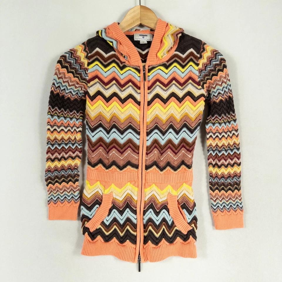 SUÉTER CÁRDIGAN CON CAPUCHA MISSONI Target Colore Zig Zag Chevron - Niñas MEDIANO Foto 1 de 4