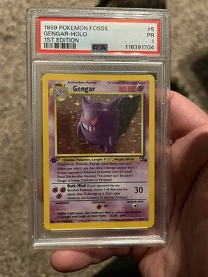 Pokemon Gengar 5/62 Fossil 1st Edition Vintage Holo PSA 1 - Image 1 of 2