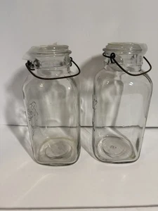 VTG Ball Ideal Clear Glass Canning Quart Jars #7 And #5 Wire Bales - Picture 1 of 9