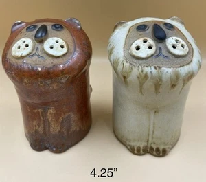Art Pottery Lion Shaped Salt and Pepper Shakers Rust and Cream Color 4.25” Tall - Picture 1 of 6