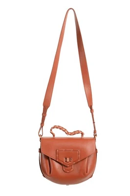 Bolsa de ombro feminina Roberto Cavalli couro marrom sela - Imagem 1 de 4